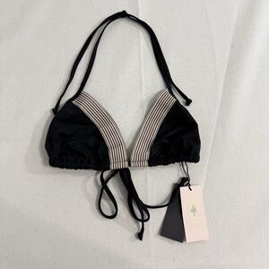 Morgan Lane Vera Bikini Top Black Pink Size Large